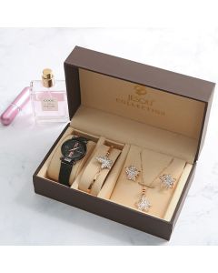 Women'S Quartz Table Waterproof Fashion Watch Inlaid Hand Chain Five-Piece Set
