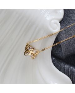Beautiful Early Autumn New Style Rhinestone Zircon Butterfly Necklace Clavicle Chain