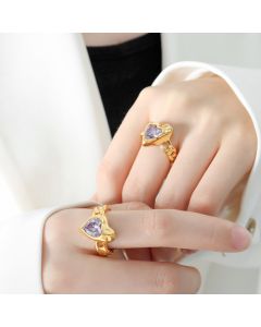 Non Fading Titanium Steel Gold-plated Heart-shaped Ring