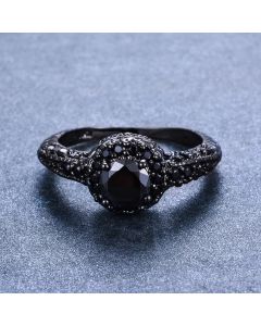 Hot Sale Round Big Black Diamond Small Black Diamond Ring Men's Trendy Unique Ring