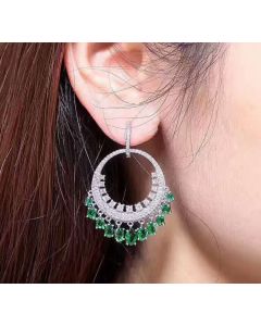 Luxury Diamond Earrings Micro-inlaid Zircon Large Circle Tassel Earrings
