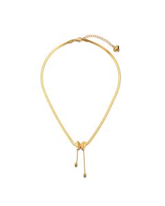 Stainless Steel Real Gold Color Preserving Butterfly Pendant Fashion Snake Bone Chain Necklace