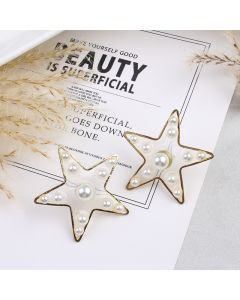 S925 Pearl Stitching Earrings Peach Heart Star Stud Earrings Women