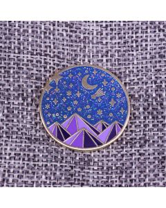 Beautiful Starry Night Glitter Brooch Nature Landscape Badge