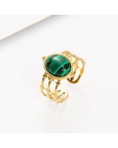 Stainless Steel Oval Natural Stone Ring