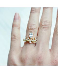 Water Drop Pear Shape Moissanite Engagement Ring