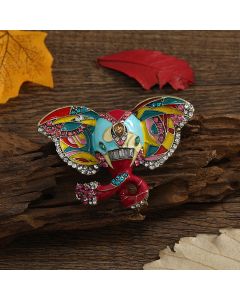Vintage Exaggerated Rhinestone Cat Head Brooch