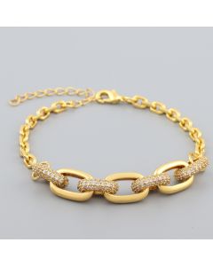 Full Rhinestone Copper Metal Fashion Diamond-studded Bracelet