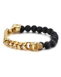 Skull prayer beads volcanic stone bracelet