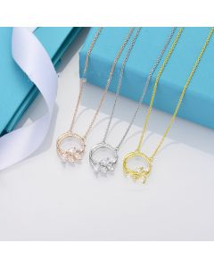 Diamond Vine Ring Necklace For Women