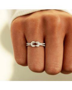 Friendship Love Knot Ring Knotted Flower Ring With Diamonds