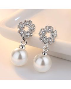 Large Pearl Tassel Earrings Women's Sterling Silver Earrings