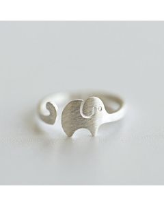 Silver Happy Elephant Ring