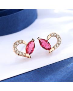 Sweet Zircon Love Leaf Earrings