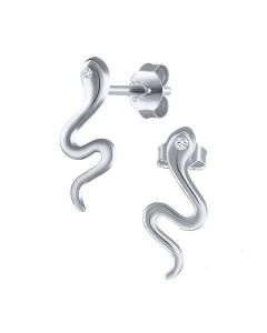Snake shaped sterling silver stud earrings