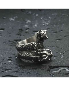 Titanium Steel Double Head Dragon Ring