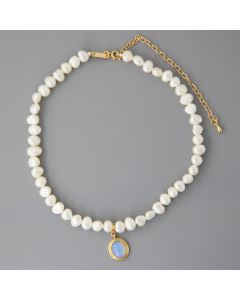 Round Medal Pearl Necklace Irregular Pearl