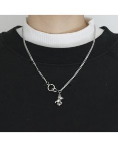 Titanium Steel Bear Necklace Hip Hop Jewelry Retro Niche Cool Sweater Chain