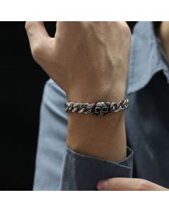 Fashion Men's Cuban Link Chain Skull Bracelet