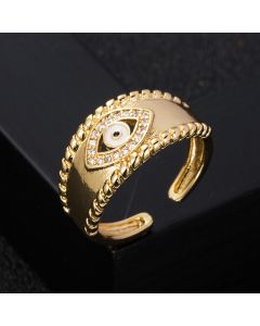 Fashionable Gold Plated Copper Microset Zircon Devil's Eye Ring