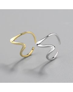 S925 Sterling Silver Metal Wave Twisted  Ring Hand Jewelry