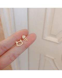 Korean Personality Simple And Cold Style Net Celebrity Asymmetric Small Earrings