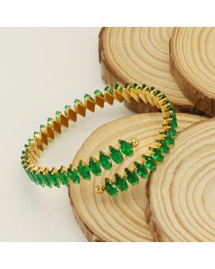 Stainless Steel Diamond-embedded Adjustable Open Geometric Bracelet