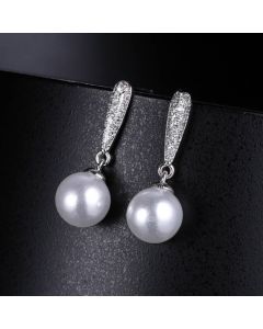 Zircon Pearl Pure Silver Pin Pendant Earrings