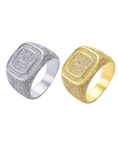 Gold-plated Micro-set Zircon Ring Hiphop Ring Hip Hop Men's Full Diamond Ring