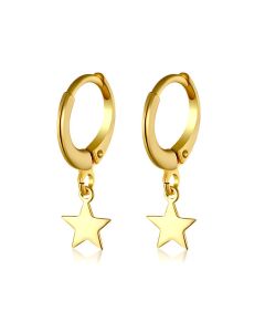 S925 Sterling Silver Earrings Five-pointed Star Glossy Star Pendant Earrings