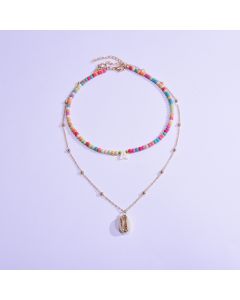 Fashion Simple Rice Bead Letter Shell Necklace