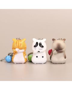 Kitten Doll Covering Face Cat Pendant Resin Keychain Chain Orange Cat Bell Bag Pendant Gift