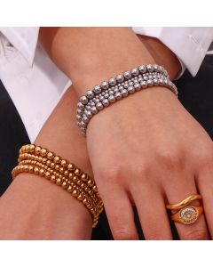 Niche Vintage Stainless Steel Plated 18K Elastic Bead Bracelet