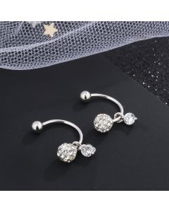 Sterling Silver Earrings Women's New Round Meniscus Earrings