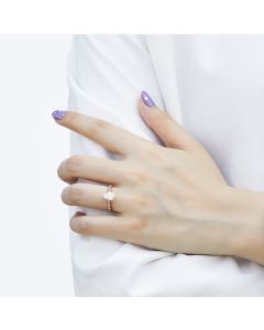 Women's Sterling Silver Drop Zircon Ring