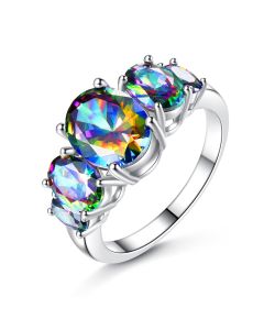 Simple color oval couple ring