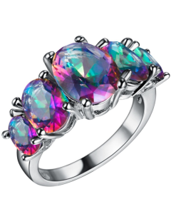 Cubic Zirconia Rings For Women Rose Crystal Ring Colorful Trendy Fashion Zinc Alloy Rings Jewelry Bijouterie