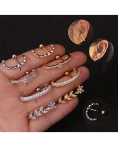 Exaggerated Long Screw Stainless Steel Flower Ear Bone Studs