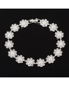 Pearl Rhinestone Shiny Little Flower Bracelet For Women