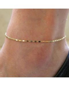 Bohemian Simple Women's All-Match Box Chain Summer Anklet Beaded Beach