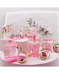 Creative Acrylic Dried Flower Oil Keychain Preserved Liquid Oil Quicksand Handbag