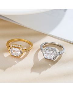 Hot Fashion Ladies Zircon Ring Silver Plated