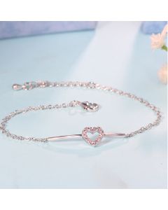 Simple Ladies Fashion Hollow Heart Shaped Crystal Bracelet