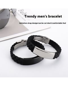 European And American Popular Trendy Jewelry Silicone Sports Men Simple Laser Sculpture Stainless Steel Bracelet