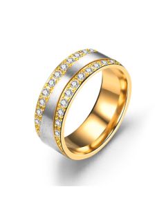 Stainless steel couple diamond ring