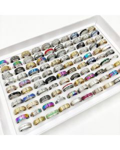 Men's And Women's Stainless Steel Striped Ring Set