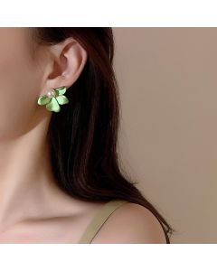 S925 Women's Silver Needle Pearl Petal Earrings