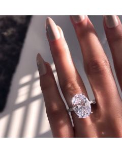 Large Oval Platinum Plated Zircon Ring