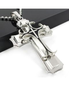 Cross Pendant Silver Gold Black Stainless Steel