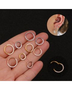 New Pierced Jewelry Stainless Steel Inlaid With Zircon Closed Simple Earrings